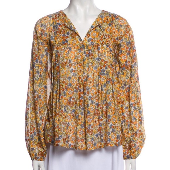 Warm NY Cotton Floral Print Long Sleeve Boho Peasant Blouse Top Size S - Picture 14 of 14